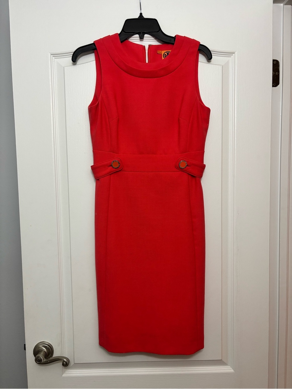 Tory Burch Red Sleeveless Midi Sheath Dress
